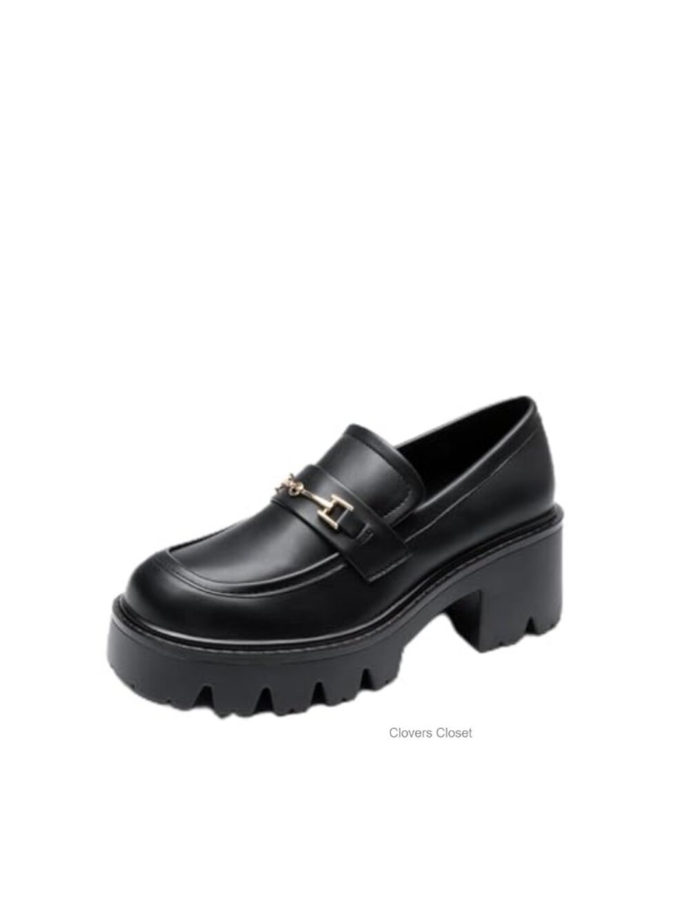 Women's Platform Chunky Loafers Faux Leather 2.6" Heel Memory Foam Lug Sole
